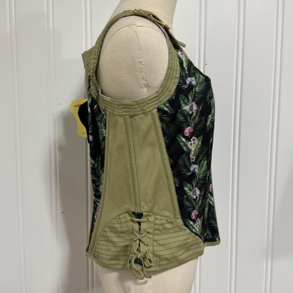 NWT Corset Story Tapestry Inspired Floral Green Zip Up Corset Top size 34” - Picture 3 of 11